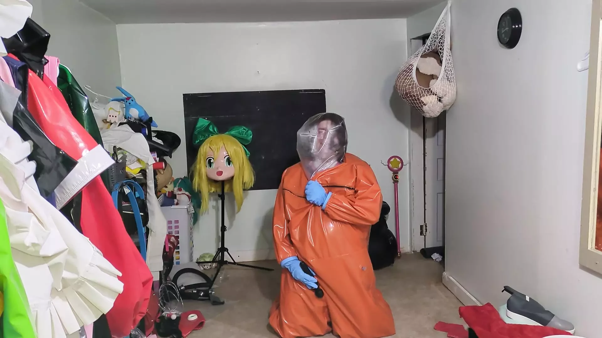 PVC Hazmat Garnitur Breathplay z maską gazową i torbą do rebreathingu