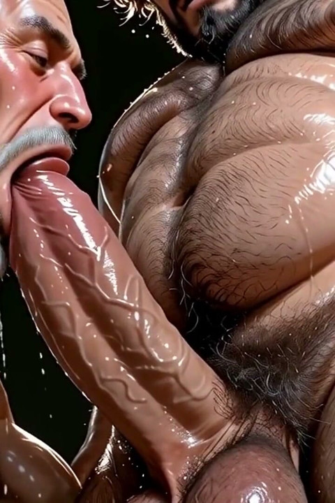 Hentai Yaoi Widow Blowjob - Older Man Slobbers on His Married Neighbor's Thick Cock