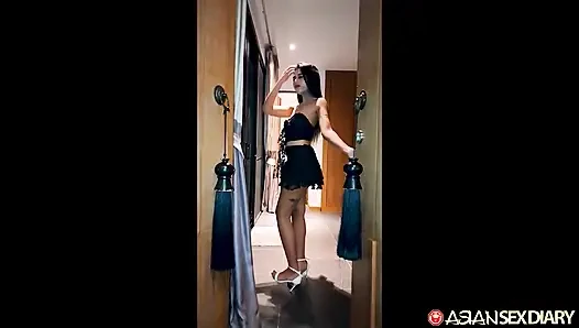 Asiansexdiary, atemberaubende asiatin bekommt erste spermadusche