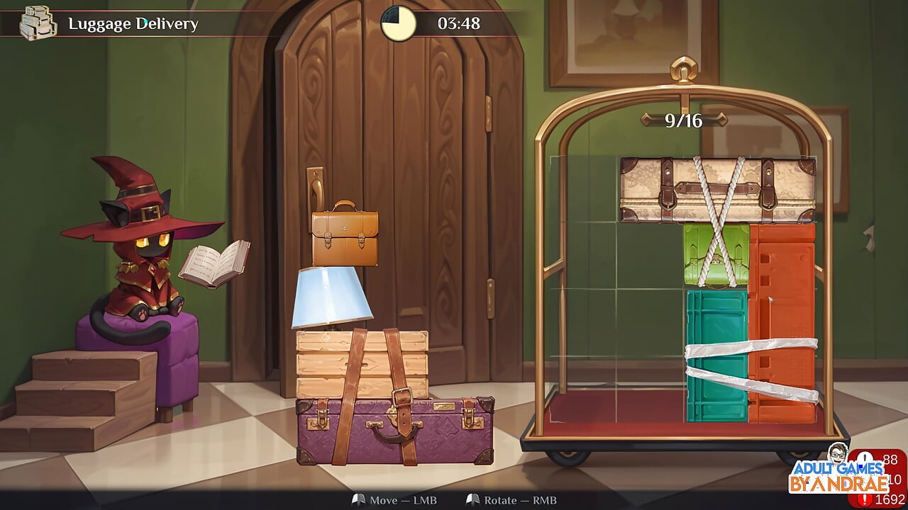 Hotel Tales Gameplay Part 3 - Helping Nikki Sort the Suitcases and Bathe Griselda the Huntress