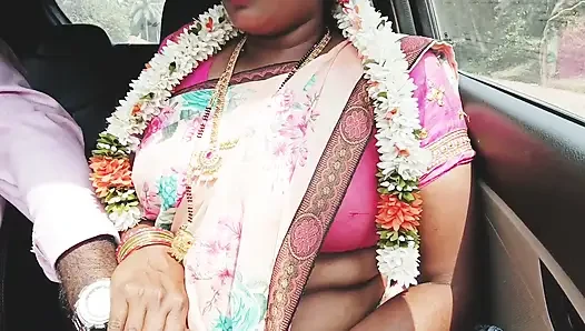 Indian Car Sex Telugu Saree Housewife Car Journey for Fucking with Husbend's Friend. Telugu Dirty Talks.