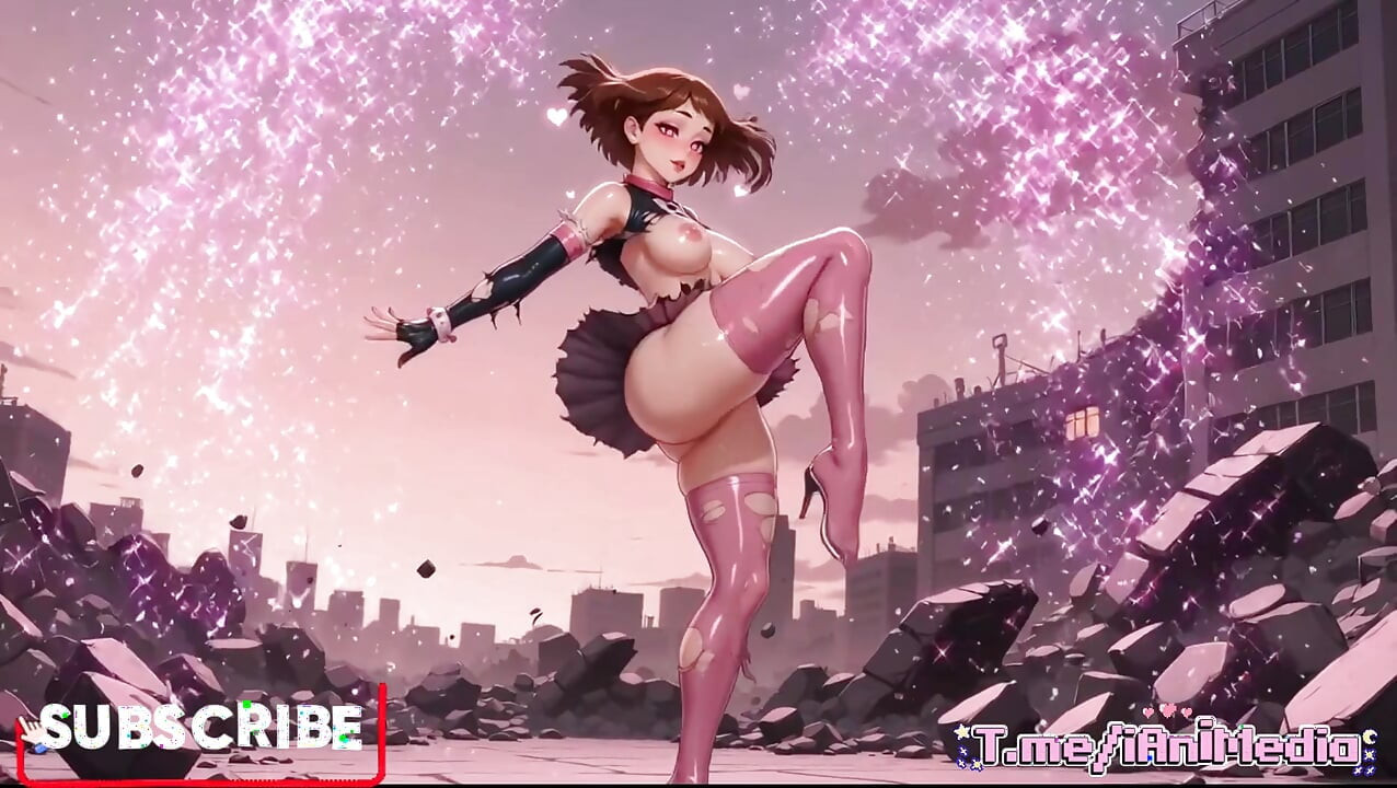 Сексуальна Ochako Uraraka, мокре тіло, рожева нижня білизна, добірка