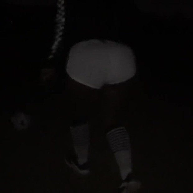 Dirty Diana Kicking Soccer Ball in Booty Shorts Night Time