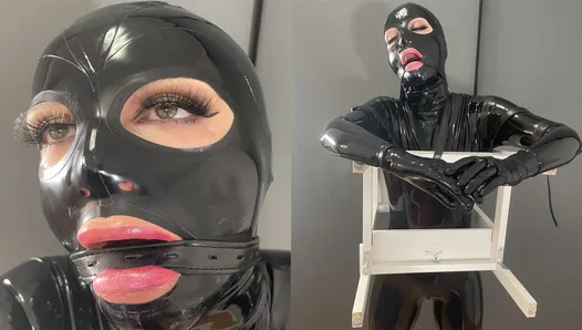 TouchedFetish – Latex & BDSM Couple in Rubber Catsuits - Submissive slave is tied up, gagged in Bondage, spanked, whipped & padd