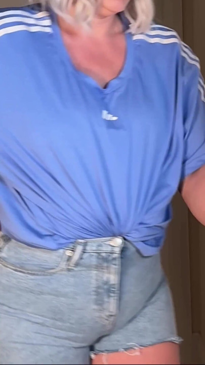 Bathroom Locked - Denim Shorts Wetting Outside the Door