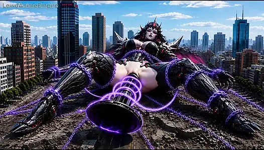 Giant Alien Conqueror Defeated by Her Own Huge Dildo & Toys