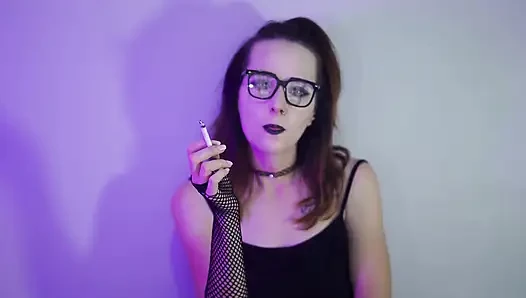 Goth Girl Smoking in Fishnets