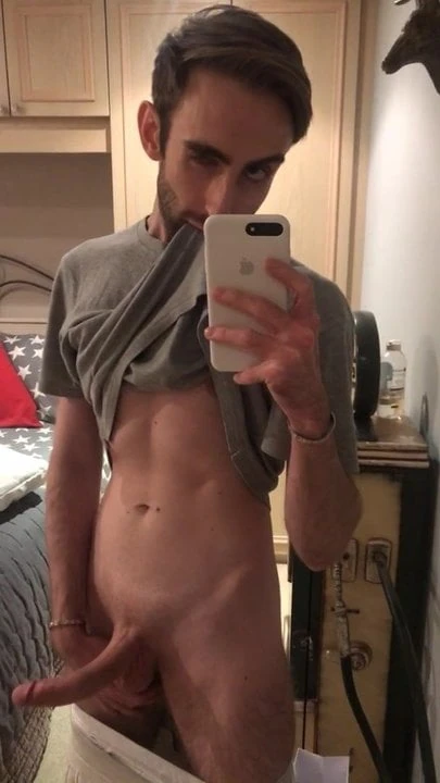 British lad strokes his huge uncut dick