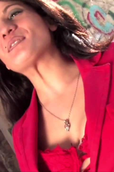 Horny brunette slut picked up and rammed