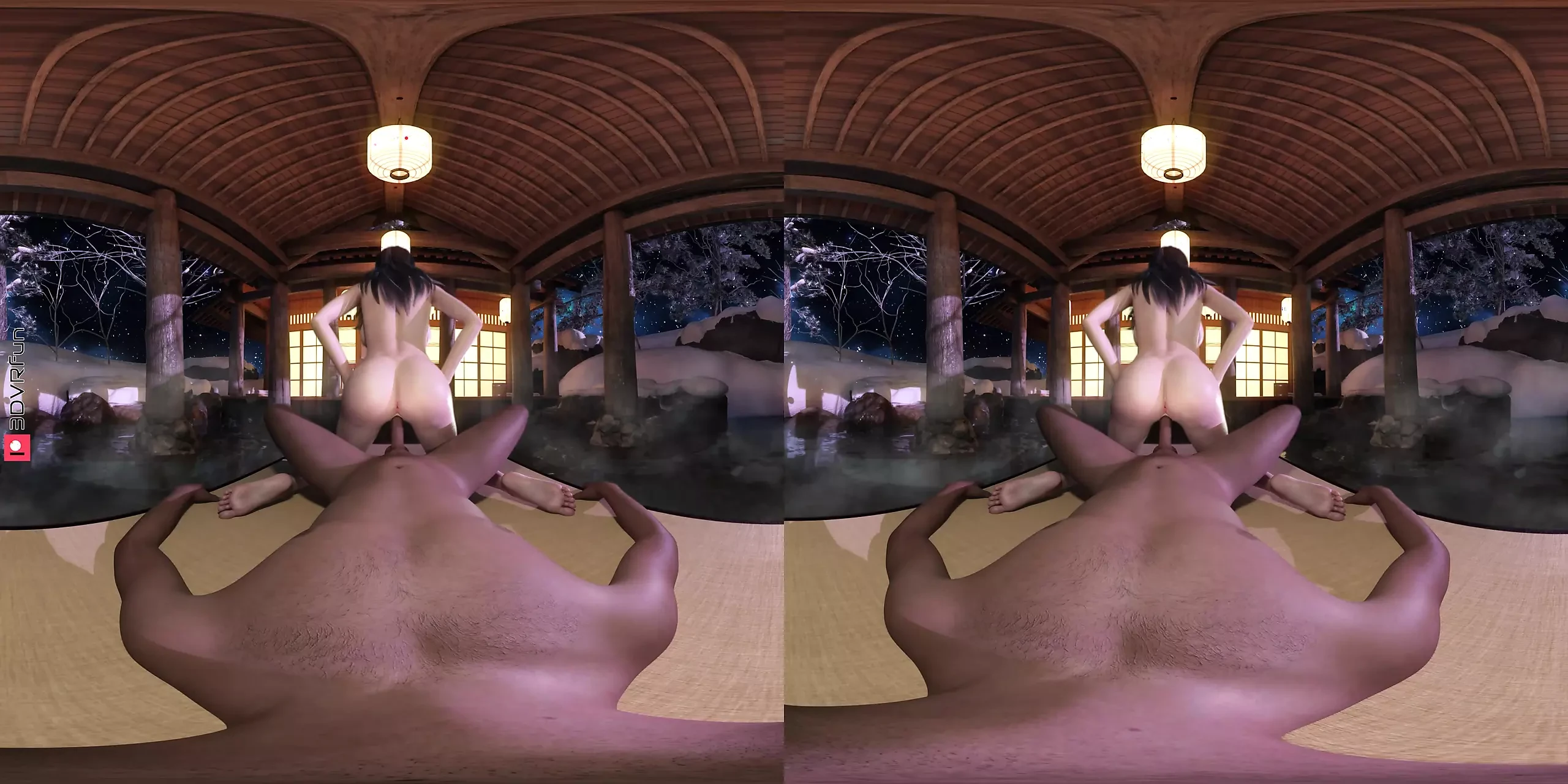 3D VR Pov, busty asian reverse cowgirl, 3D animation VR