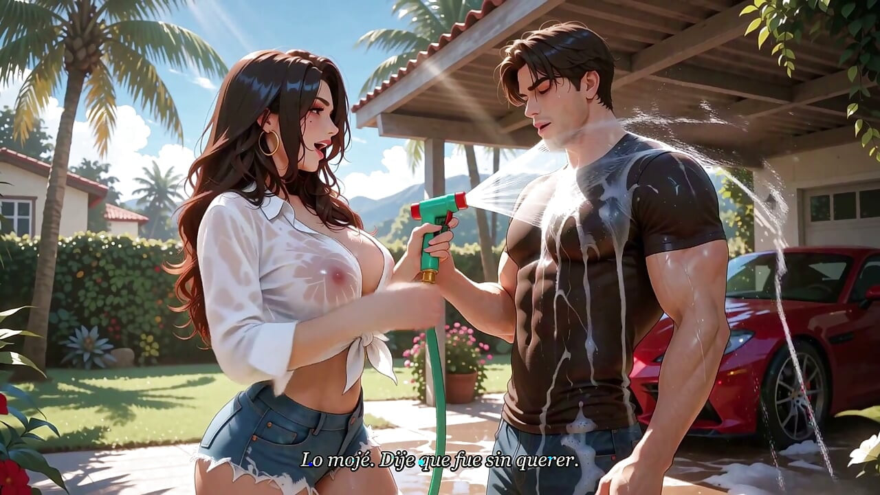 LENA EP1: MY BEST FRIEND'S WIFE IS A SLUT: SHE SOAKED ME WITH THE HOSE AND FUCKED ME IN HER DOUBLE BED - ANIME - AUDIO IN SPANISH - A