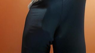 spandex leggings cum at work 1