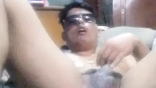 Handsome guy masturbates