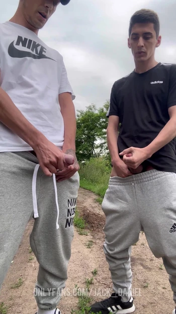 Jaw-dropping moment from "STRAIGHT DUDES HANDJOBS OUTDOOR"