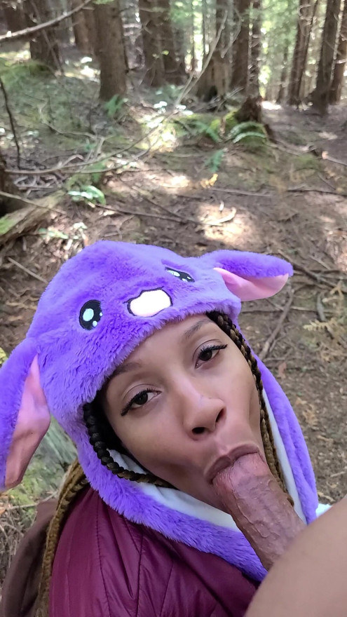 Maddie X sucking cock in the woods