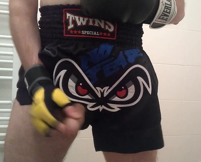 Kickboxer cums