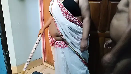 Asian Hot Stepaunty with a Big Ass Helps Me Cum - 45 Year Old Neighbor Fucked While Sweeping the House