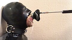 Rubber Pig Throat Fucked by Machine