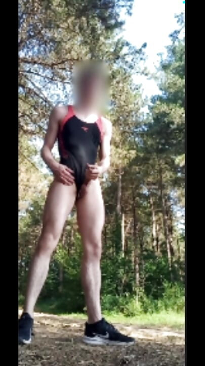 Twink In One-Piece Swimsuit In Forest
