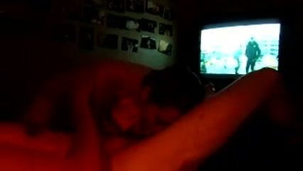 gf suckin my dick through a movie