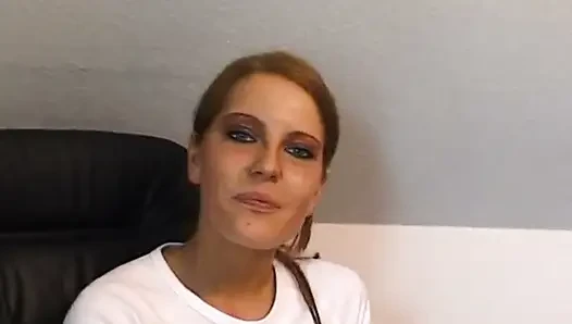 Sexy slut masturbating in office