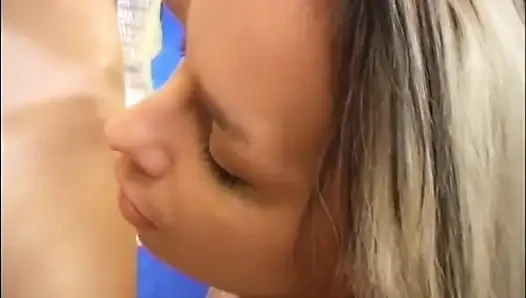 Lesbians Friends Play with a Cucumber