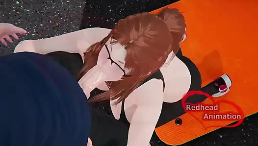 Olahraga di gym berambut merah