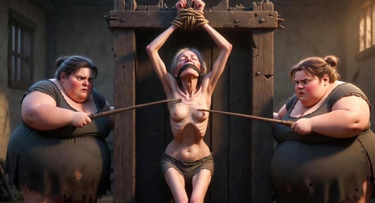 Granny Slave Breast Whipping Session by Two Obese BBW Dominatrixes