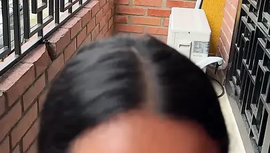 stepsister showing too much on the balcony, she likes me to put his cock in her until she makes her cum