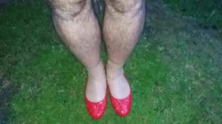 Piss in red ballet flats