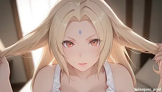 Tsunades stiefmutter sah versehentlich den riesigen penis ihres stiefsohns und konnte nicht widerstehen. Tsunade hentai cosplay