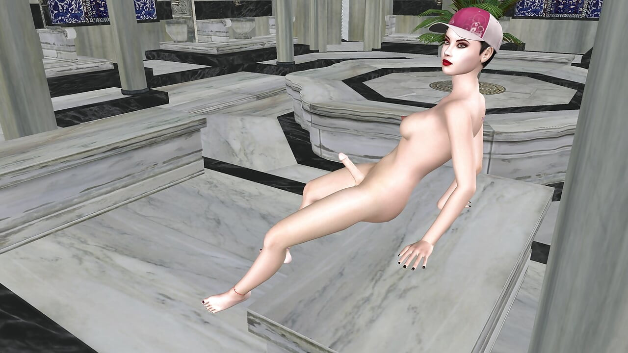 Wspaniały Shemale potrząsa kutasem Siedząc w hallu 3D Cartoon Hentai