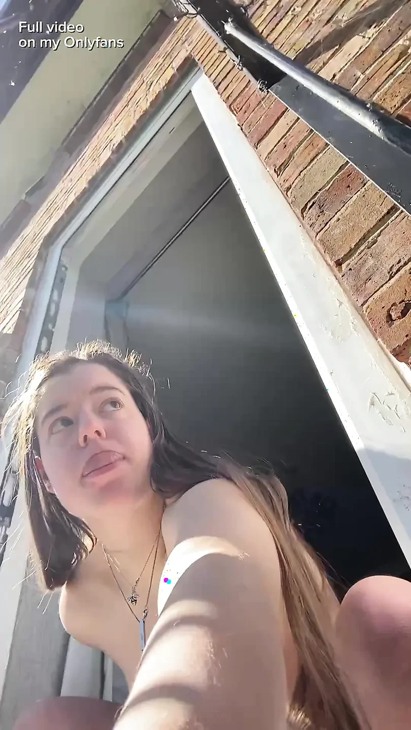 RISKY masturbation on balcony and SHE Cums HARD