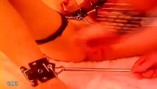 Tied up chick gets tormented by two guys