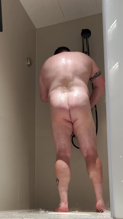 Tight Black Swimming Trunks Piss Cum and Shower