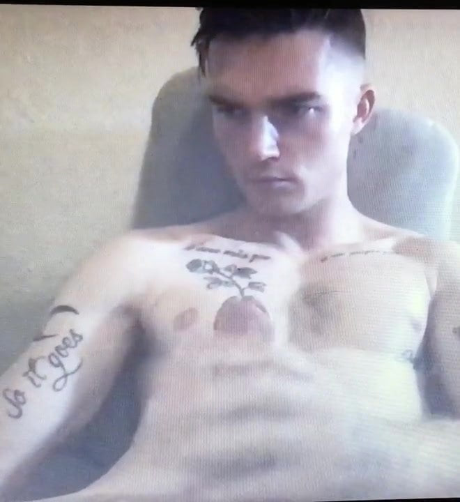 Hot tattooed dude busts a nut shoots a cum load big dick