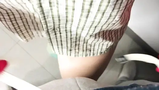 My stepson came back from the gym while I was cleaning. The stepmother extends a helping hand. Big load in my red panties.