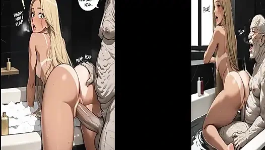 Geiler alter musty mann fickt unschuldiges erstmals transenmädchen in ihren kleinen engen rosa arsch. KI ERZEUGT