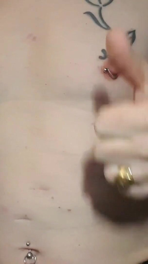 changing nipple piercings, bondage stretching piercings with sex and PA ring | Clip 1