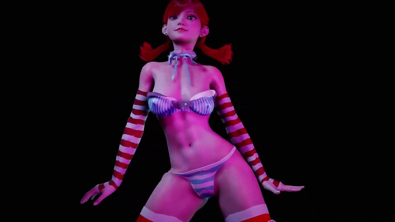 Red head girl with pigtails dancing : 3D Hentai