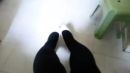 Pump porn video – White Patent Pumps with Black Pantyhose Teaser 19