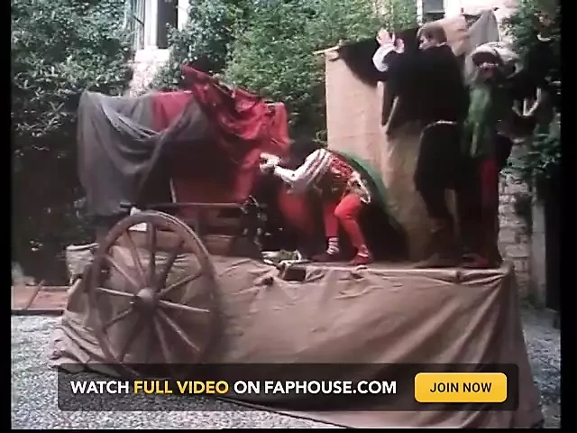 Excellent blonde princess blows king's cock on the wall in the castle