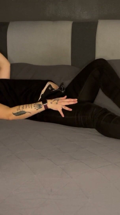 Masturbation while watching porn multiple orgasms Clitoris rubbing fingers wet on bed Solo | Clip 1