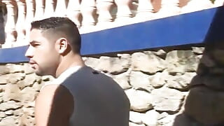 Blonde shemale gets her tight asshole smashed by a massive dude on the bed