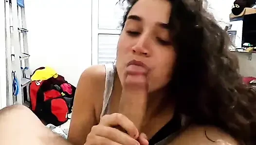 Cumming in the mouth of the married slut!