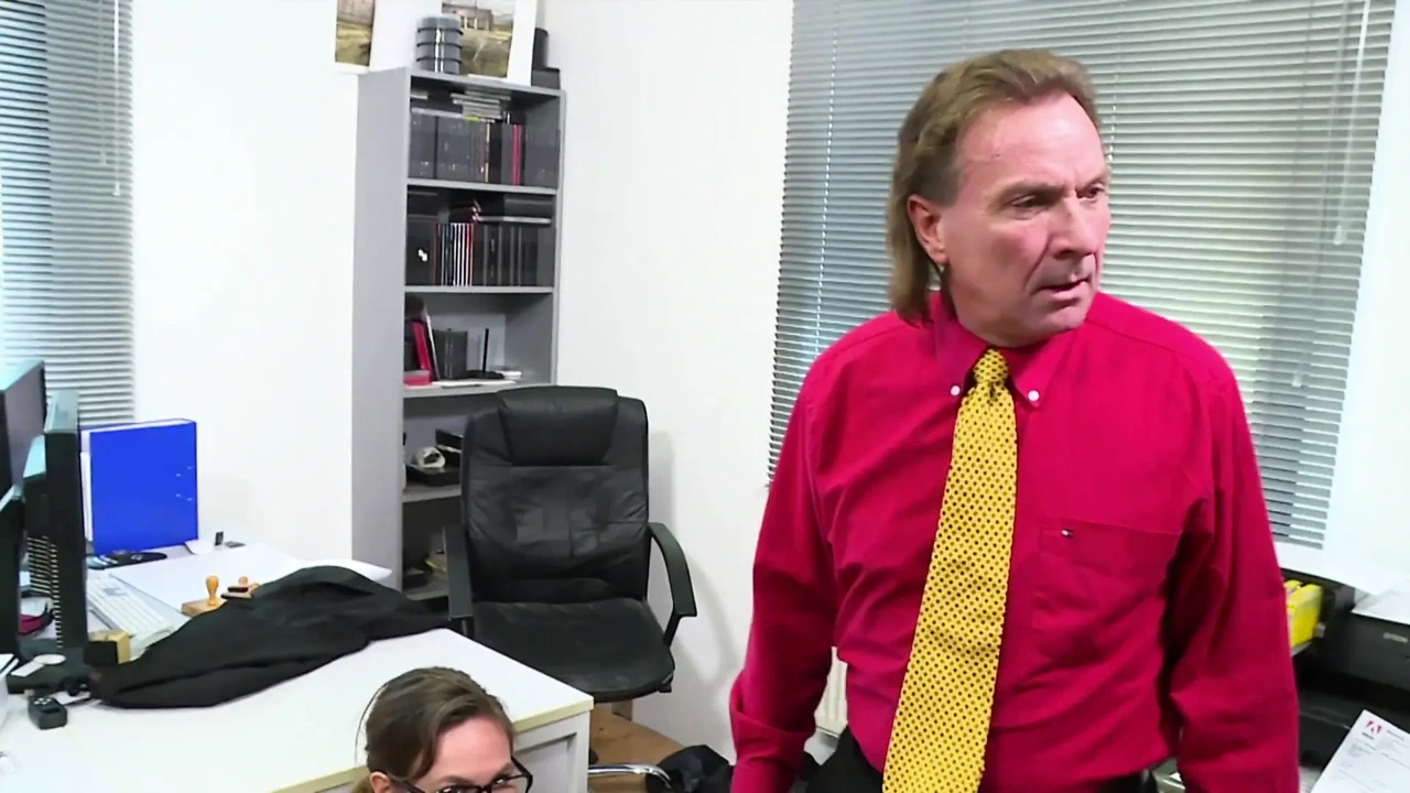 Hairy big ass secretary brunette sprayed on her natural tits