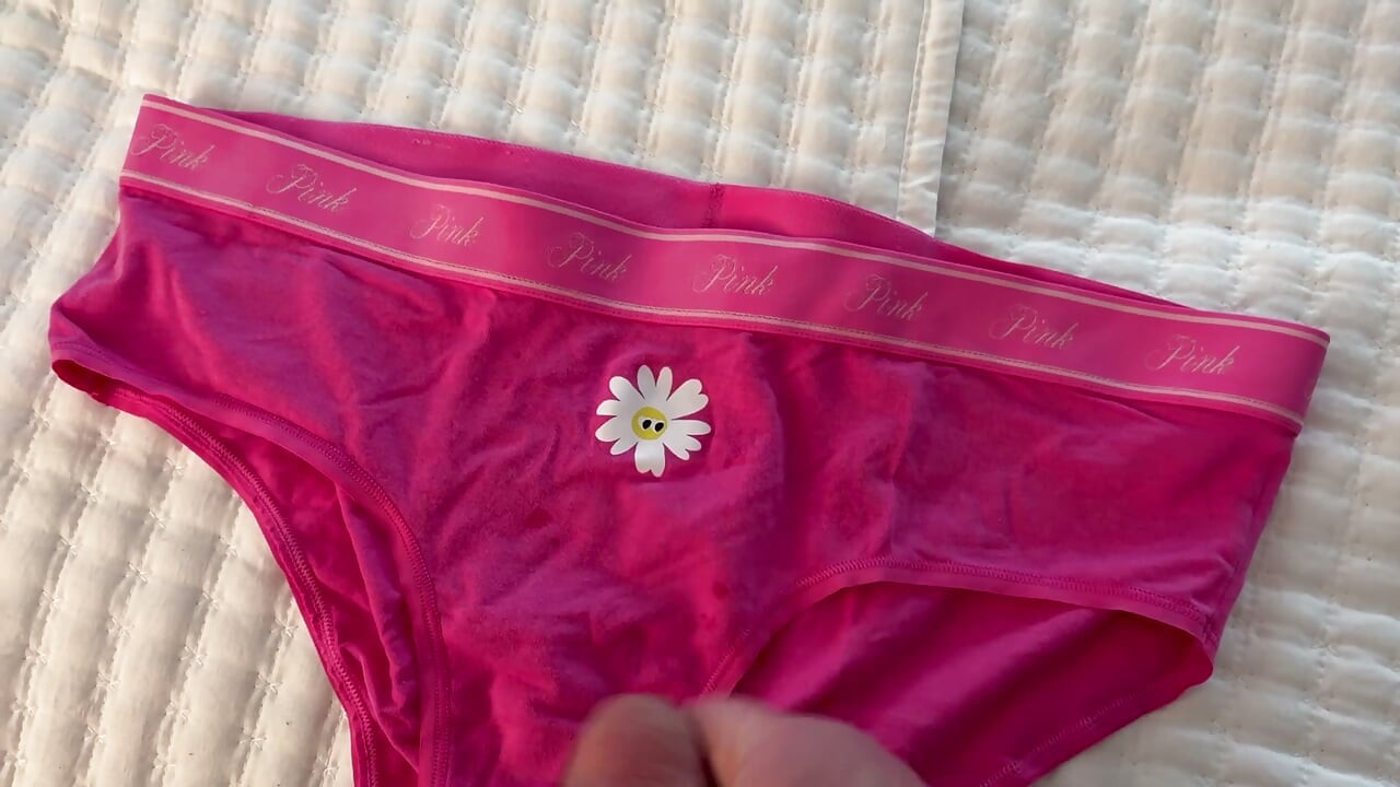 Cumming on Neighbor’s Pink Victoria’s Secret Daisy Panties