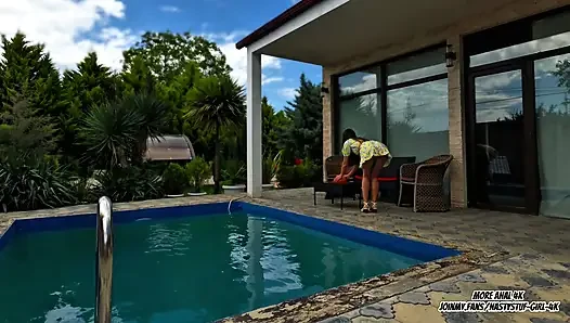 A Routine Pool Cleaning Turned Into Fun with an Asian MILF