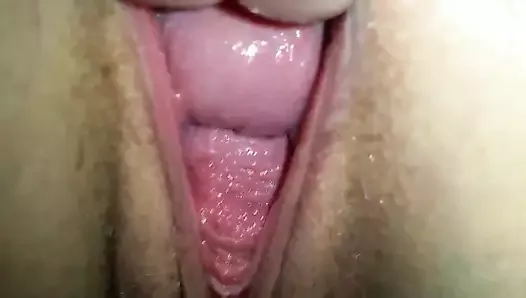 Filming inside her pussy