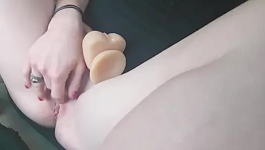 Cute Blonde Dildo Fucks Her Pussy While Her Uber Driver Has to Watch